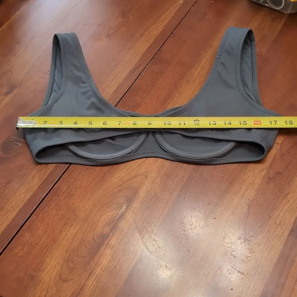SKIMS Shaping Swim Unlined Underwire Bikini Top Gunmetal Sz XL